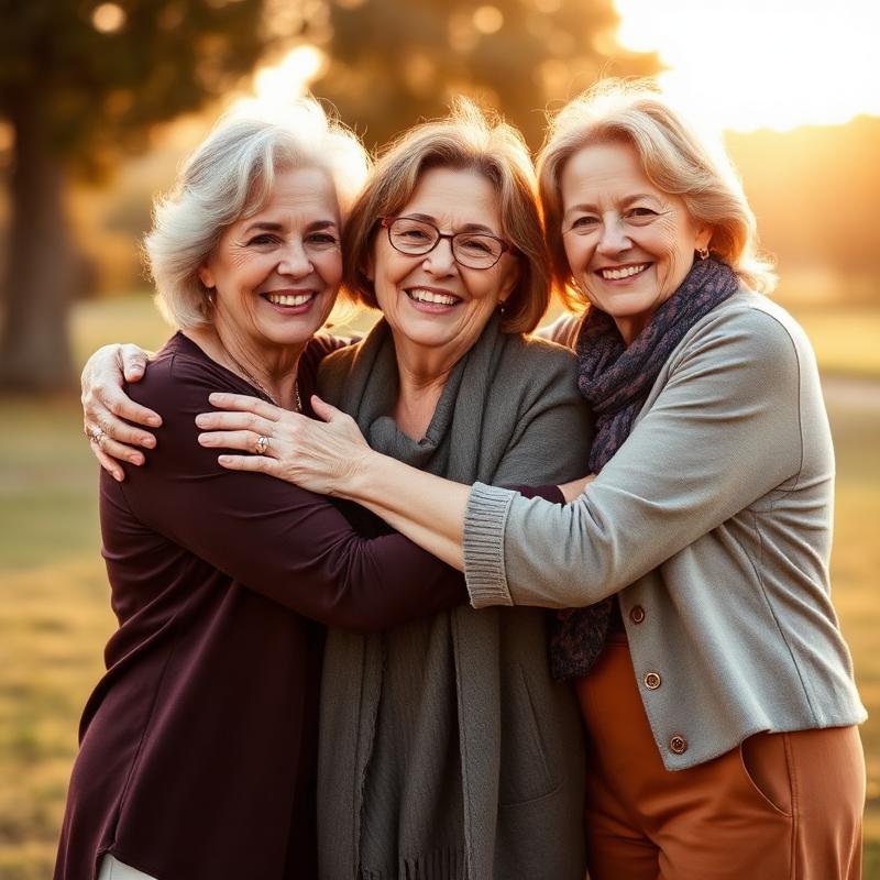 Mujeres maduras abrazándose