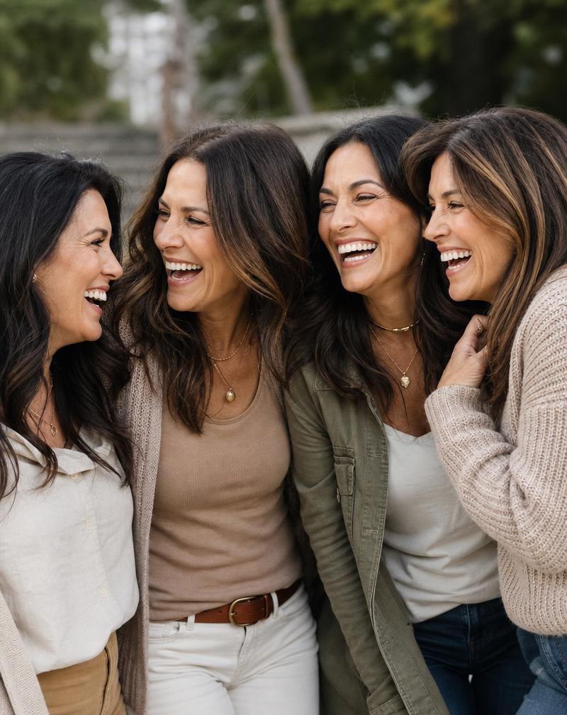 Grupo diverso de mujeres 50+ riendo y abrazándose